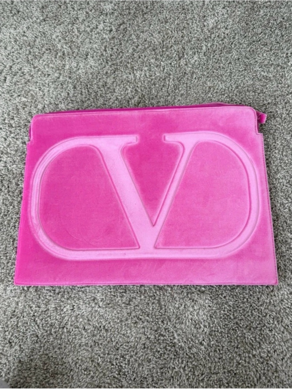 Valentino Hot Pink Suede V Logo Tablet Sleeve